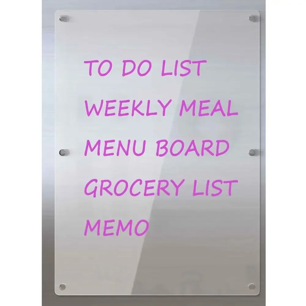 Clear Acrylic Magnetic Refrigerator Fridge Memo ToDo list w/ Markers about 15x11